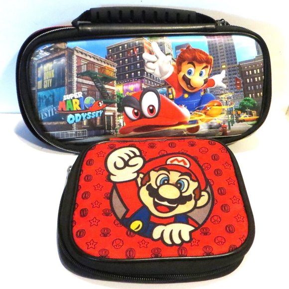 Set Of 2 Game Cases Nintendo Switch Nintendo 2DS Mario Cover Black Red - Picture 1 of 11